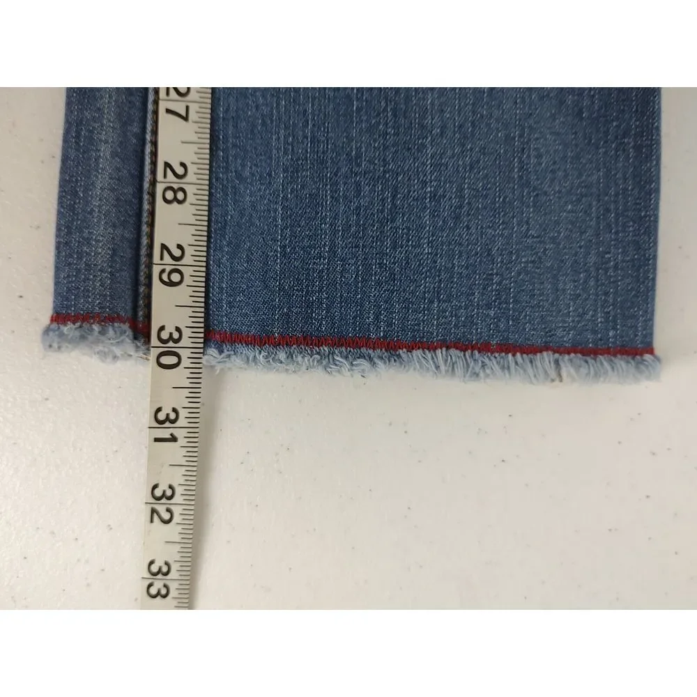 Tommy Girl Jeans 85 Patch Blue Denim Gray Jersey Waistband Bootcut Y2K Size 3‎